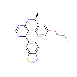 Cc1nc(N[C@@H](C)c2cccc(OCCF)c2)cc(-c2ccc3ncsc3c2)n1 ZINC000221280840