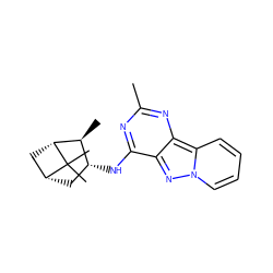 Cc1nc(N[C@@H]2C[C@@H]3C[C@H]([C@H]2C)C3(C)C)c2nn3ccccc3c2n1 ZINC000653741178