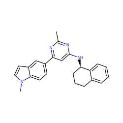 Cc1nc(N[C@@H]2CCCc3ccccc32)cc(-c2ccc3c(ccn3C)c2)n1 ZINC000653767402