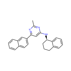 Cc1nc(N[C@@H]2CCCc3ccccc32)cc(-c2ccc3ccccc3c2)n1 ZINC000653677652