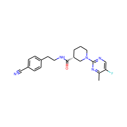 Cc1nc(N2CCC[C@@H](C(=O)NCCc3ccc(C#N)cc3)C2)ncc1F ZINC000169310216