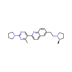 Cc1nc(N2CCCC2)ncc1-c1ccc2cc(CCN3CCC[C@H]3C)ccc2n1 ZINC000028863053