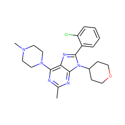 Cc1nc(N2CCN(C)CC2)c2nc(-c3ccccc3Cl)n(C3CCOCC3)c2n1 ZINC000103243469