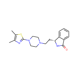 Cc1nc(N2CCN(CC[C@H]3NC(=O)c4ccccc43)CC2)sc1C ZINC000013916748