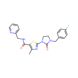 Cc1nc(N2CCN(Cc3ccc(F)cc3)C2=O)sc1C(=O)NCc1ccccn1 ZINC000103236147