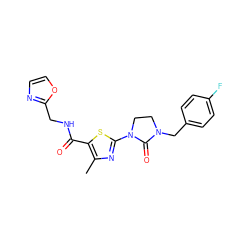 Cc1nc(N2CCN(Cc3ccc(F)cc3)C2=O)sc1C(=O)NCc1ncco1 ZINC000103233530