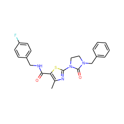 Cc1nc(N2CCN(Cc3ccccc3)C2=O)sc1C(=O)NCc1ccc(F)cc1 ZINC000103236123