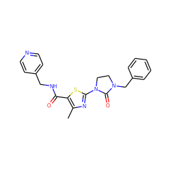 Cc1nc(N2CCN(Cc3ccccc3)C2=O)sc1C(=O)NCc1ccncc1 ZINC000103236125