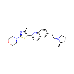 Cc1nc(N2CCOCC2)sc1-c1ccc2cc(CCN3CCC[C@H]3C)ccc2n1 ZINC000038216281