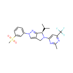 Cc1nc(N2Cc3cn(-c4cccc(S(C)(=O)=O)c4)nc3[C@H]2C(C)C)cc(C(F)(F)F)n1 ZINC001772582393