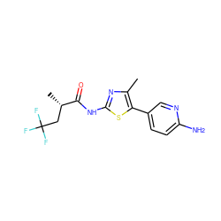 Cc1nc(NC(=O)[C@@H](C)CC(F)(F)F)sc1-c1ccc(N)nc1 ZINC000096272396