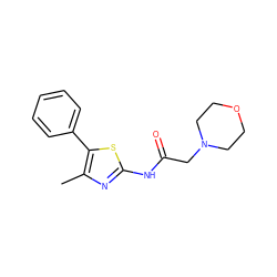 Cc1nc(NC(=O)CN2CCOCC2)sc1-c1ccccc1 ZINC000023234559