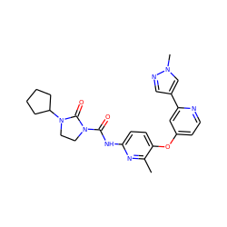 Cc1nc(NC(=O)N2CCN(C3CCCC3)C2=O)ccc1Oc1ccnc(-c2cnn(C)c2)c1 ZINC000218074692