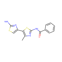 Cc1nc(NC(=O)c2ccccc2)sc1-c1csc(N)n1 ZINC000000813421