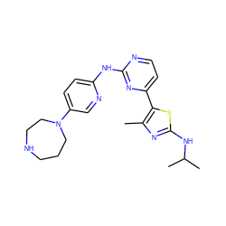 Cc1nc(NC(C)C)sc1-c1ccnc(Nc2ccc(N3CCCNCC3)cn2)n1 ZINC001772570770