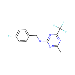 Cc1nc(NCc2ccc(F)cc2)nc(C(F)(F)F)n1 ZINC000103283017