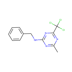 Cc1nc(NCc2ccccc2)nc(C(Cl)(Cl)Cl)n1 ZINC000103286939