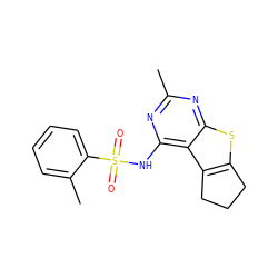 Cc1nc(NS(=O)(=O)c2ccccc2C)c2c3c(sc2n1)CCC3 ZINC000002638254