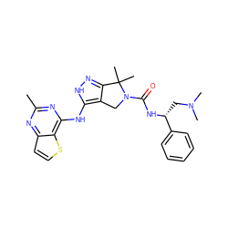 Cc1nc(Nc2[nH]nc3c2CN(C(=O)N[C@H](CN(C)C)c2ccccc2)C3(C)C)c2sccc2n1 ZINC000043203531