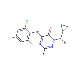 Cc1nc(Nc2c(C)cc(Cl)cc2Cl)c(=O)n([C@@H](C)C2CC2)n1 ZINC000049035888