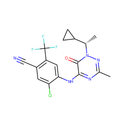 Cc1nc(Nc2cc(C(F)(F)F)c(C#N)cc2Cl)c(=O)n([C@@H](C)C2CC2)n1 ZINC000049035584