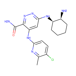 Cc1nc(Nc2cc(N[C@@H]3CCCC[C@@H]3N)nnc2C(N)=O)ccc1Cl ZINC000169308321