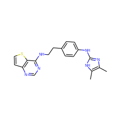 Cc1nc(Nc2ccc(CCNc3ncnc4ccsc34)cc2)[nH]c1C ZINC000049033813