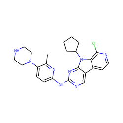 Cc1nc(Nc2ncc3c4ccnc(Cl)c4n(C4CCCC4)c3n2)ccc1N1CCNCC1 ZINC000117695947