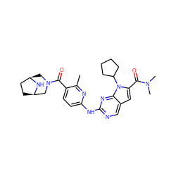 Cc1nc(Nc2ncc3cc(C(=O)N(C)C)n(C4CCCC4)c3n2)ccc1C(=O)N1C[C@@H]2CC[C@H](C1)N2 ZINC000118582315