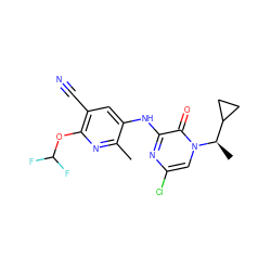 Cc1nc(OC(F)F)c(C#N)cc1Nc1nc(Cl)cn([C@H](C)C2CC2)c1=O ZINC000045285639