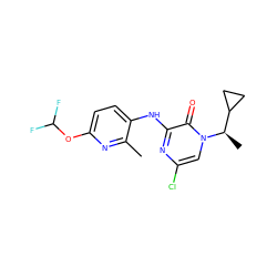 Cc1nc(OC(F)F)ccc1Nc1nc(Cl)cn([C@H](C)C2CC2)c1=O ZINC000049048253