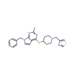 Cc1nc(OC2CCN(Cc3cscn3)CC2)c2ccn(Cc3ccccc3)c2n1 ZINC000084603998