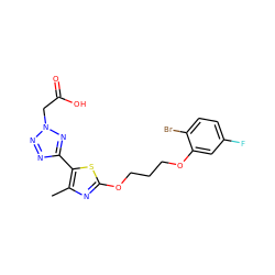 Cc1nc(OCCCOc2cc(F)ccc2Br)sc1-c1nnn(CC(=O)O)n1 ZINC000082156967