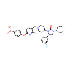 Cc1nc(Oc2ccc(C(=O)O)cc2)ccc1CN1CCC(N2C(=O)N(C3CCOCC3)C[C@H]2c2cccc(F)c2)CC1 ZINC000096285398