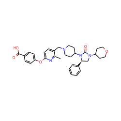 Cc1nc(Oc2ccc(C(=O)O)cc2)ccc1CN1CCC(N2C(=O)N(C3CCOCC3)C[C@H]2c2ccccc2)CC1 ZINC000096285394