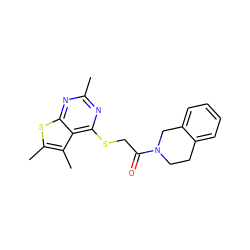 Cc1nc(SCC(=O)N2CCc3ccccc3C2)c2c(C)c(C)sc2n1 ZINC000001340318