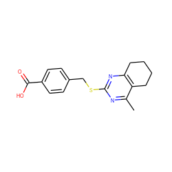 Cc1nc(SCc2ccc(C(=O)O)cc2)nc2c1CCCC2 ZINC000000810566