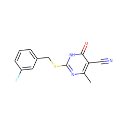 Cc1nc(SCc2cccc(F)c2)[nH]c(=O)c1C#N ZINC000008578667