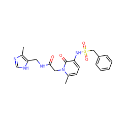 Cc1nc[nH]c1CNC(=O)Cn1c(C)ccc(NS(=O)(=O)Cc2ccccc2)c1=O ZINC000028564003