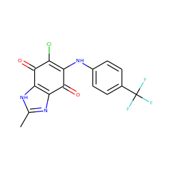 Cc1nc2c([nH]1)C(=O)C(Cl)=C(Nc1ccc(C(F)(F)F)cc1)C2=O ZINC000140135858