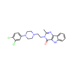 Cc1nc2c([nH]c3ccccc32)c(=O)n1CCN1CCN(c2ccc(Cl)c(Cl)c2)CC1 ZINC000028604191