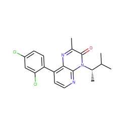 Cc1nc2c(-c3ccc(Cl)cc3Cl)ccnc2n([C@@H](C)C(C)C)c1=O ZINC000038495735