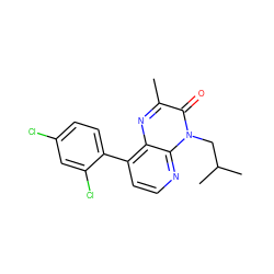 Cc1nc2c(-c3ccc(Cl)cc3Cl)ccnc2n(CC(C)C)c1=O ZINC000084688341