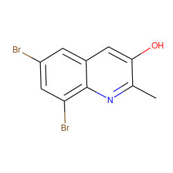 Cc1nc2c(Br)cc(Br)cc2cc1O ZINC000001384434