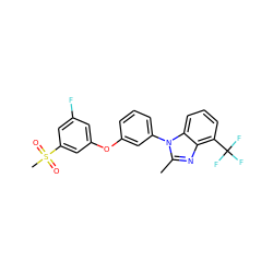 Cc1nc2c(C(F)(F)F)cccc2n1-c1cccc(Oc2cc(F)cc(S(C)(=O)=O)c2)c1 ZINC000045351039