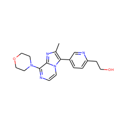 Cc1nc2c(N3CCOCC3)nccn2c1-c1ccc(CCO)nc1 ZINC000145410437