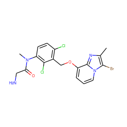 Cc1nc2c(OCc3c(Cl)ccc(N(C)C(=O)CN)c3Cl)cccn2c1Br ZINC000013778290