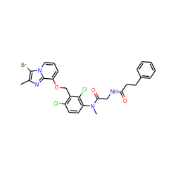 Cc1nc2c(OCc3c(Cl)ccc(N(C)C(=O)CNC(=O)CCc4ccccc4)c3Cl)cccn2c1Br ZINC000027331194