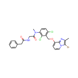 Cc1nc2c(OCc3c(Cl)ccc(N(C)C(=O)CNC(=O)Cc4ccccc4)c3Cl)cccn2c1Br ZINC000027330075