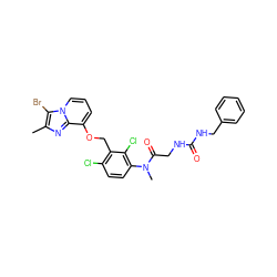 Cc1nc2c(OCc3c(Cl)ccc(N(C)C(=O)CNC(=O)NCc4ccccc4)c3Cl)cccn2c1Br ZINC000027325641